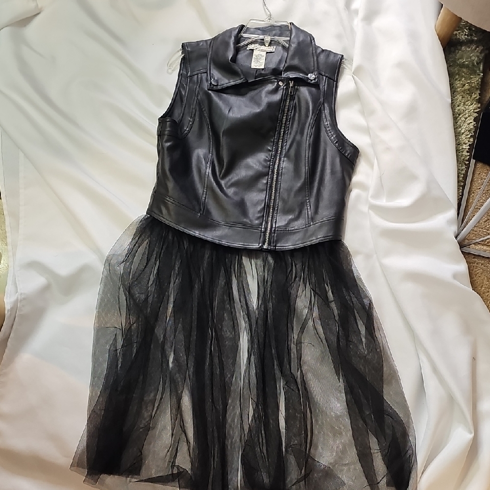 Black Faux Leather Vest Dress